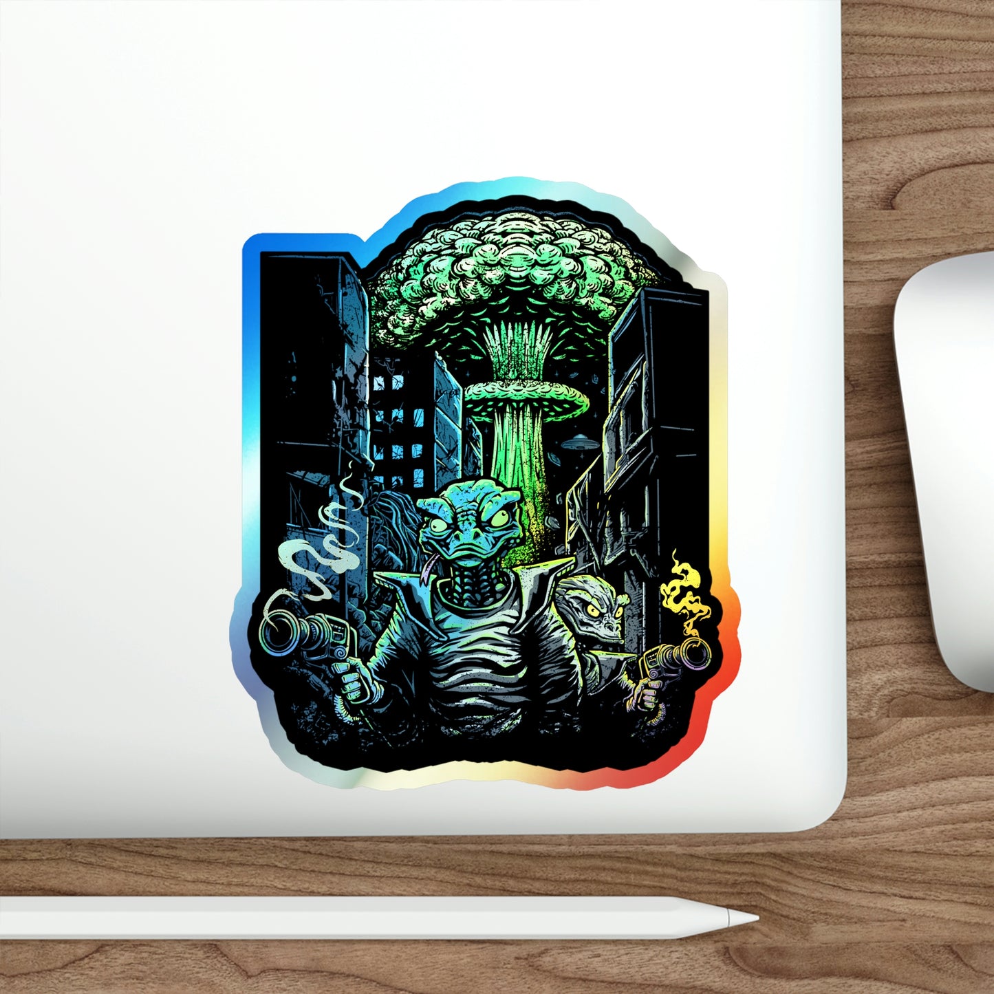 Derptilian Holographic Die-cut Stickers